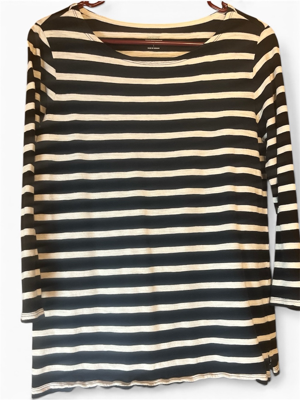 Old Navy Black & White Striped Women's Long Sleeve Knit Top
